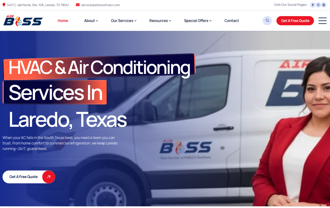Air Boss Cooling HVAC website by Strix Coding